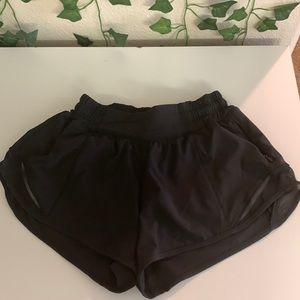 2” black Lululemon hotty hot shorts